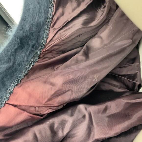 VINTAGE Incredible Angora Fluffy Embellished Floral Beaded Grandma Cardigan S-M - Picture 6 of 7